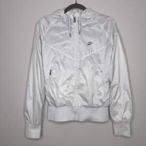 NIKE Windrunner White Track Jacket Wind Breaker Coat Running Training Womens M